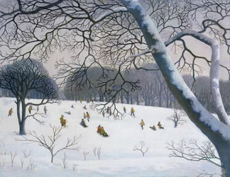 Schlittenfahren auf dem Golfplatz